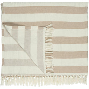 LARGE HAMMAM TOWEL WITH FRINGES BURNT ROSE STRIPE