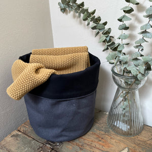 COTTON & LINEN ROLL DOWN STORAGE BAG CHARCOAL